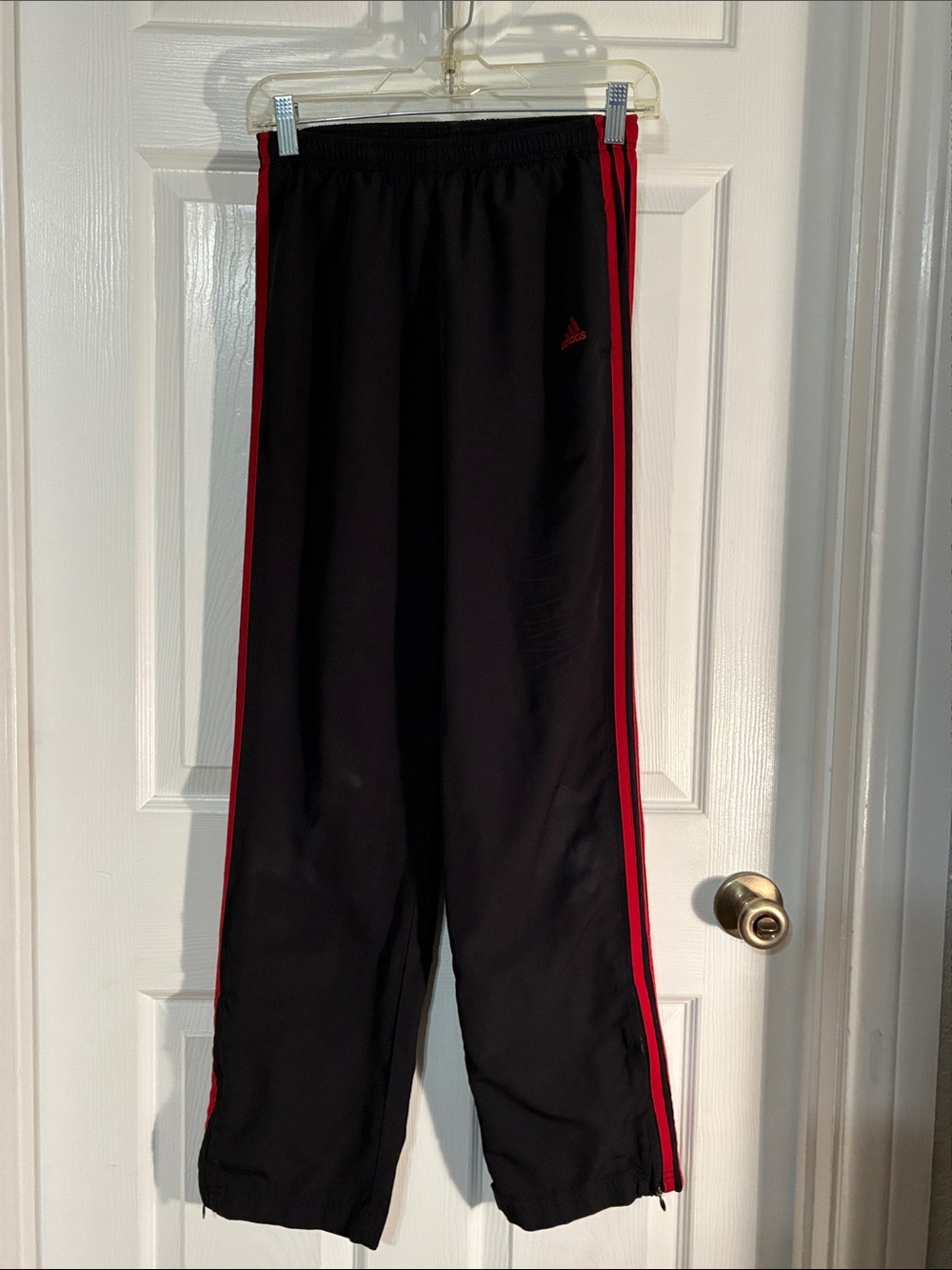 adidas Black Sweatpants with Red Side Stripes